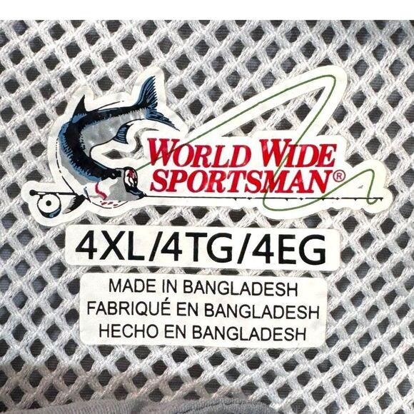 World Wide Sportsman 4XL Gray Short Sleeve Fishing Shirt Vented Front Pockets - Picture 4 of 5